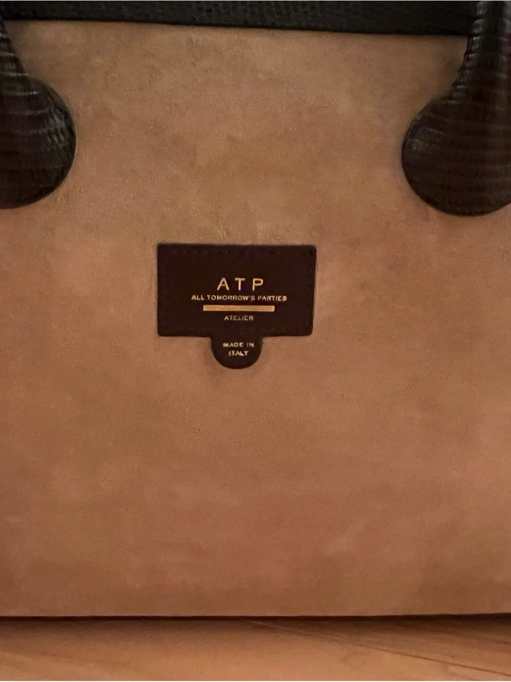 ATP Atelier Suede Tote with Dark Brown Trim includ.  Dust bag